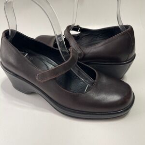 Dansko Mary Jane Wedge Women 38 Brown Leather Comfort Professional Preppy Work